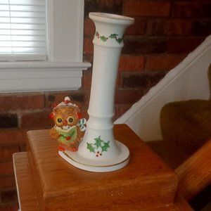 Caroling Owl Candle Holder